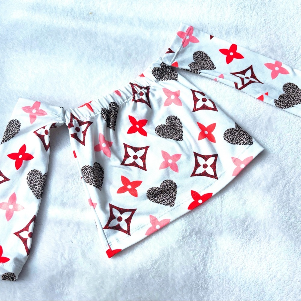 ✨ 12-18 MO PINK LV CHEETAH PRINT HEARTS TOP BOUJEE GIRLS TOP ✨